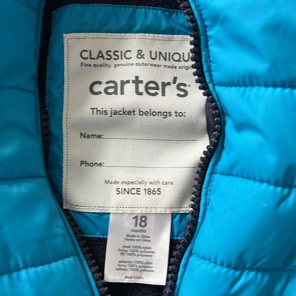 Carters 18 Month Puffer Jacket Blue - Picture 5 of 5